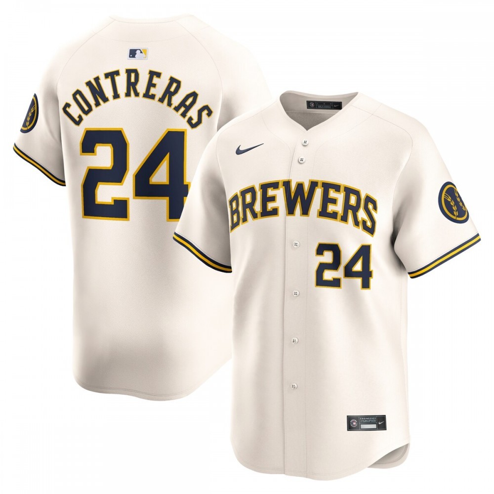 William Contreras Milwaukee Brewers Nike Home Limited Player Jersey – Cream