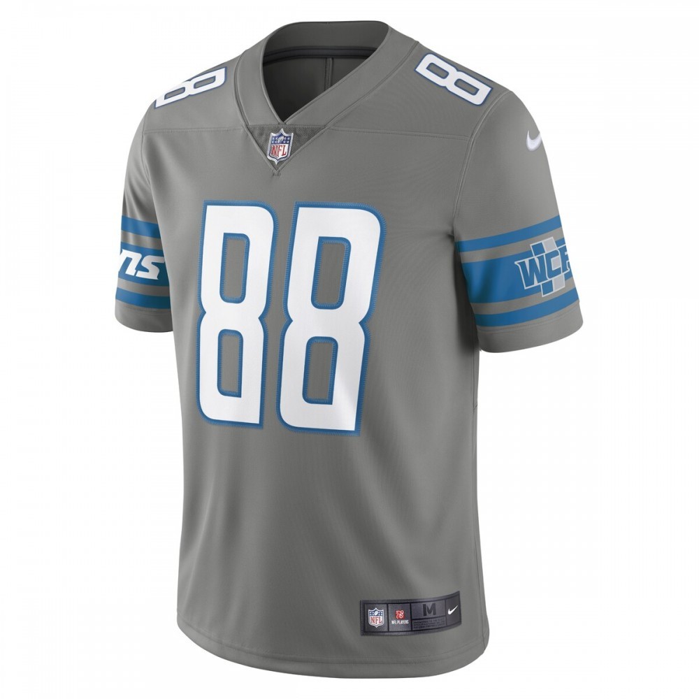 T.J. Hockenson Detroit Lions Nike Vapor Limited Jersey – Steel