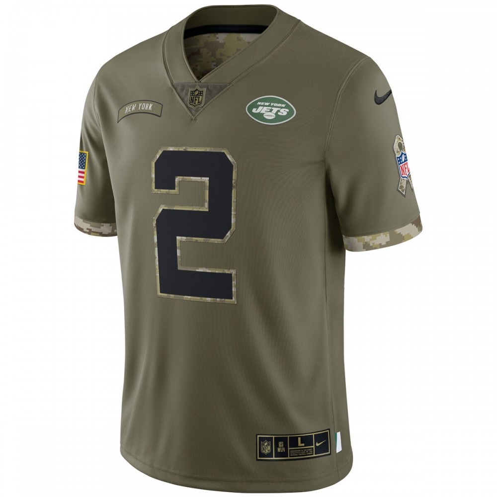 Zach Wilson New York Jets Nike 2022 Salute To Service Limited Jersey – Olive