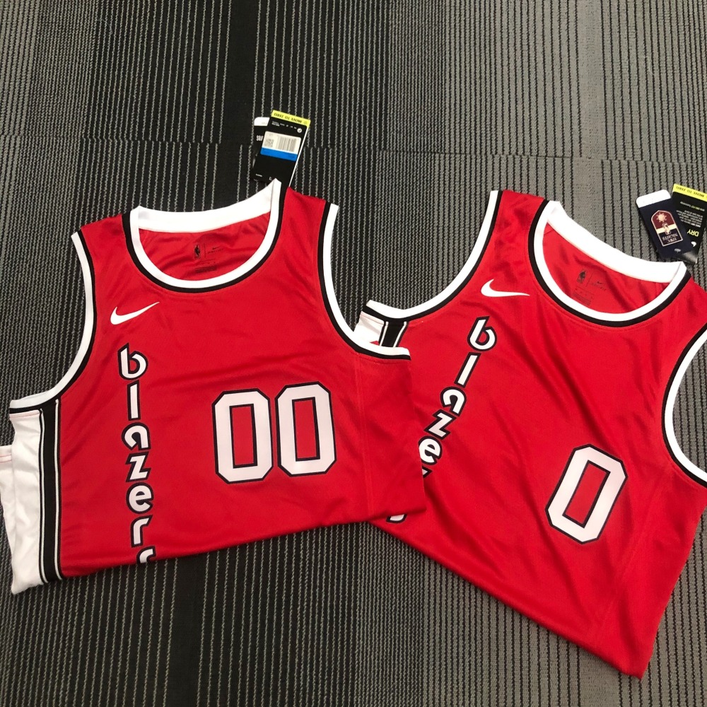 Portland Trail Blazers Retro Red Damian Lillard #0 Men’s Jersey