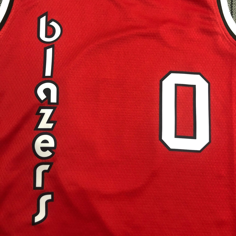 Portland Trail Blazers Retro Red Damian Lillard #0 Men’s Jersey