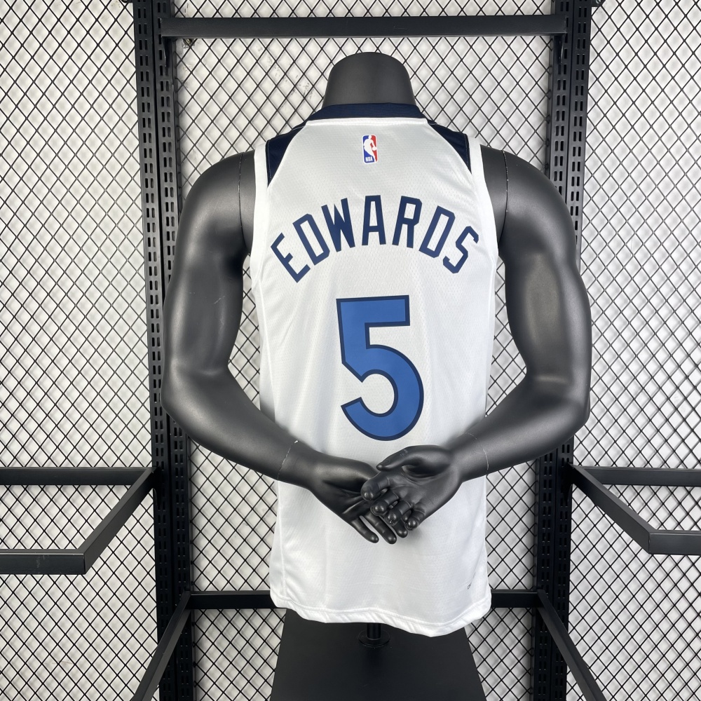 2023/24 Minnesota Timberwolves Home White Anthony Edwards #5 Men’s Jersey