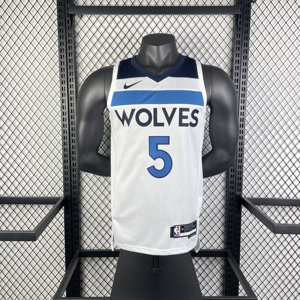 2023/24 Minnesota Timberwolves Home White Anthony Edwards #5 Men’s Jersey