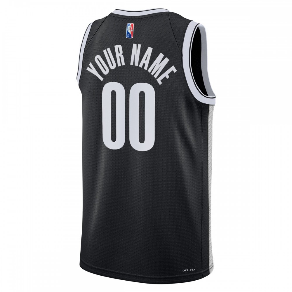Brooklyn Nets Nike 2021/22 Diamond Swingman Custom Jersey – Icon Edition – Black