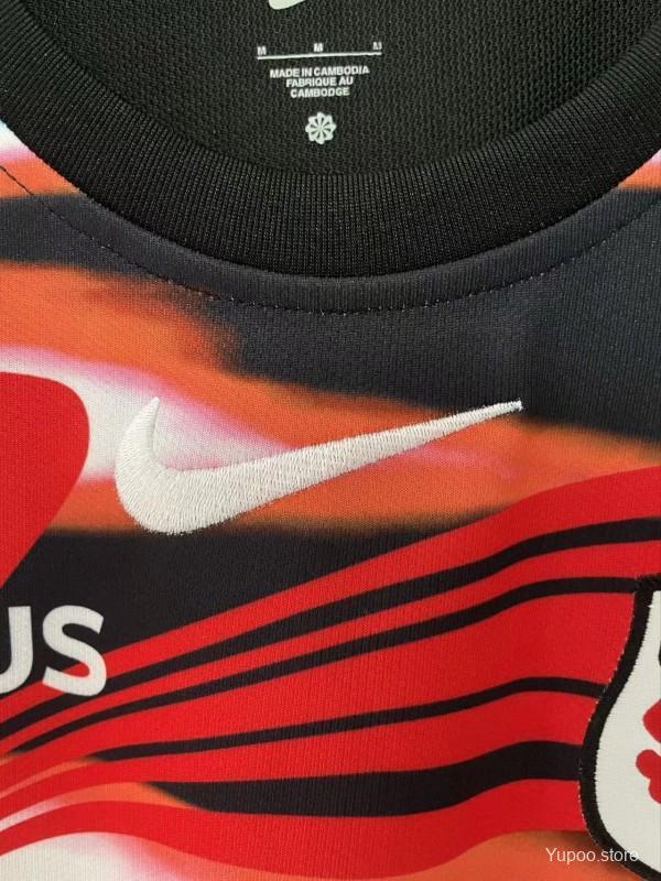 25/26 Stade Toulouse Rugby Black with Red Lightning Stripes Jersey