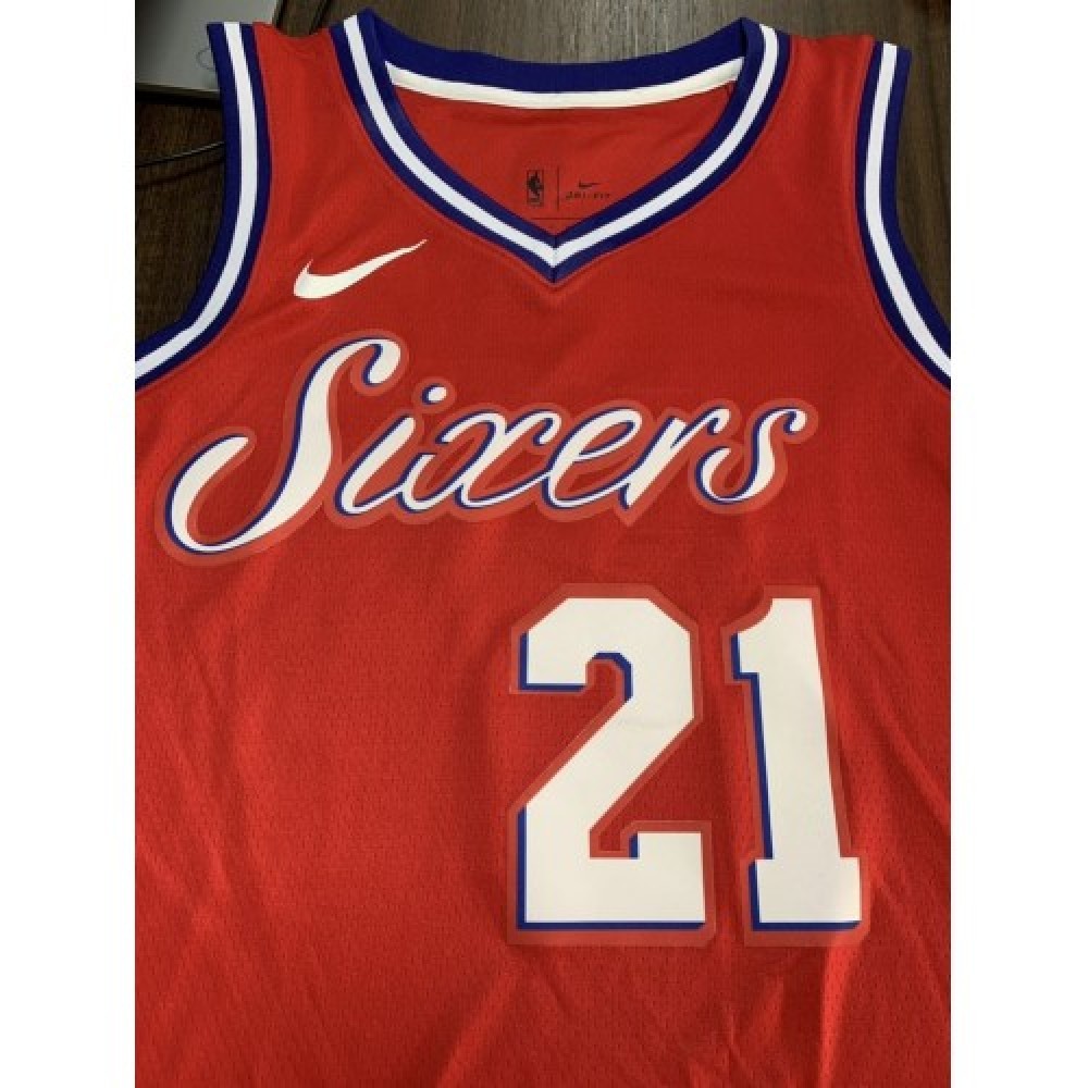 Men’s Philadelphia 76ers Joel Embiid #21 Red Swingman Jersey – Statement Edition