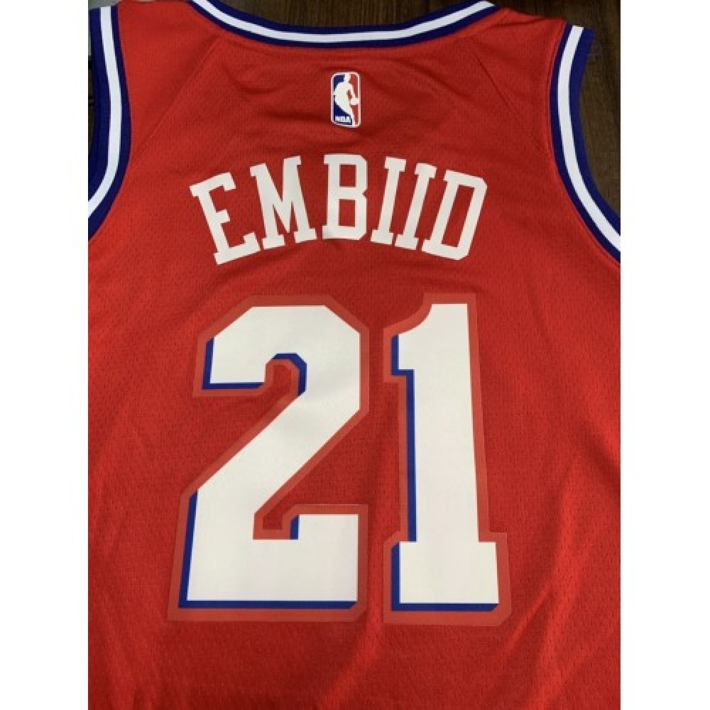 Men’s Philadelphia 76ers Joel Embiid #21 Red Swingman Jersey – Statement Edition