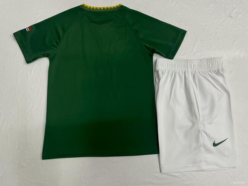 2026 Kids South Africa Home Springboks Green with Gold Trim Rugby Jersey