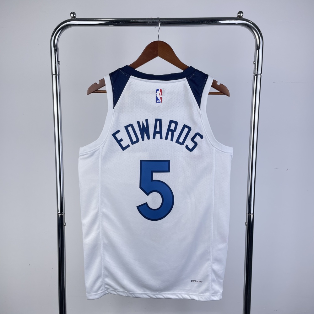 2023/24 Minnesota Timberwolves Home White Anthony Edwards #5 Men’s Jersey
