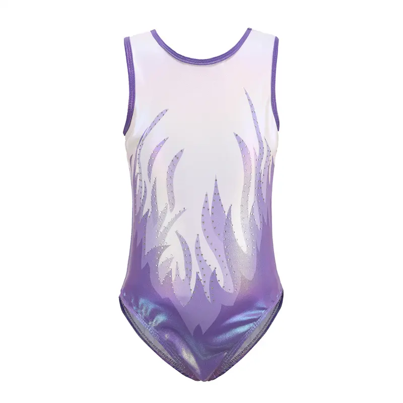 Customized size Rhinestone Competition Gymnastics sleeveless leotard and Gym leotards for girls