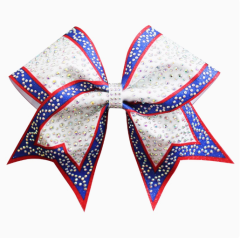 OEM transfer color mini keychain pink glitter cheerleading bow custom rhinestone cheer bows