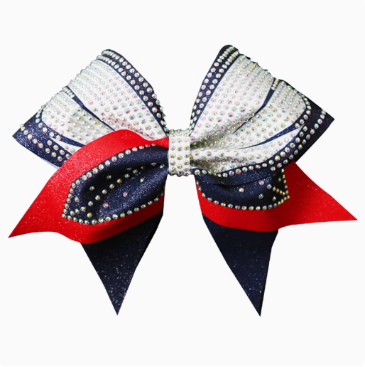 OEM transfer color mini keychain pink glitter cheerleading bow custom rhinestone cheer bows
