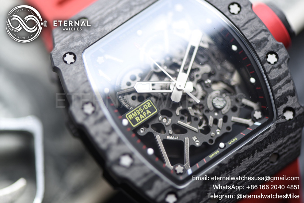 Richard Mille - RM35-02 Rafale Nadal Carbon/RU Black/Red Sonic V2 Clone RMUL2