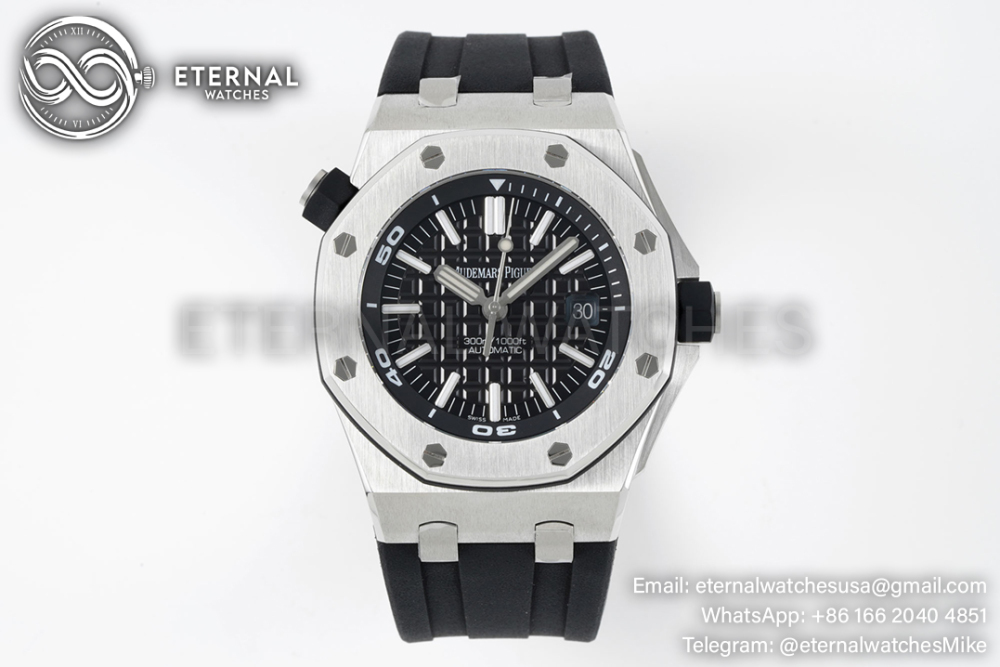 AP - Royal Oak Offshore Diver 15710 42mm SS/RU Black/Stk APSF SA3120 Super Clone