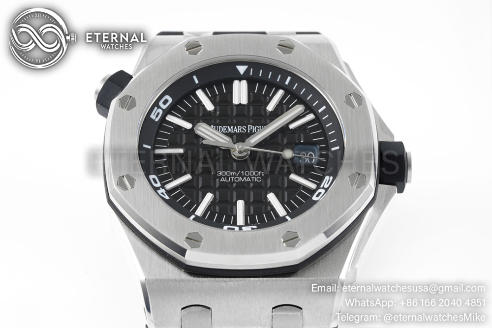 AP - Royal Oak Offshore Diver 15710 42mm SS/RU Black/Stk APSF SA3120 Super Clone