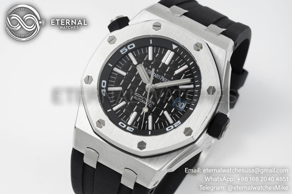 AP - Royal Oak Offshore Diver 15710 42mm SS/RU Black/Stk APSF SA3120 Super Clone
