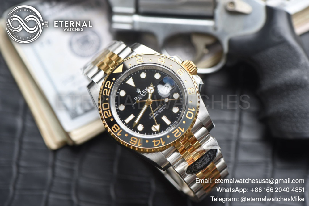 Rolex - GMT II 126713 GRNR 40mm Jub SS/YG Black Dial Clean DD3285 Super Clone