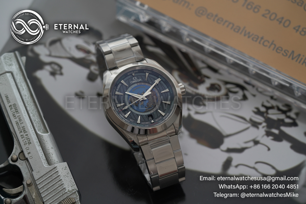 OMEGA - Seamaster Aqua Terra 150M 43mm World Timer SS/SS Blue Dial VSF A8938