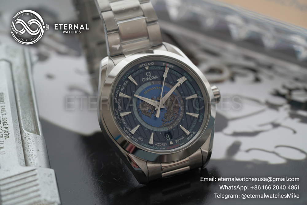 OMEGA - Seamaster Aqua Terra 150M 43mm World Timer SS/SS Blue Dial VSF A8938