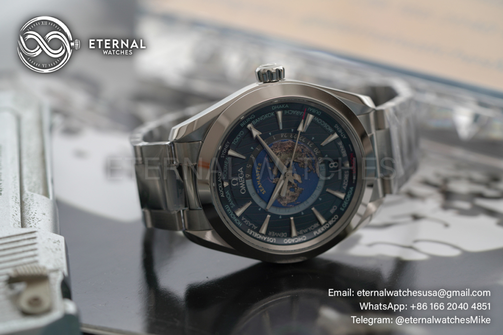 OMEGA - Seamaster Aqua Terra 150M 43mm World Timer SS/SS Blue Dial VSF A8938