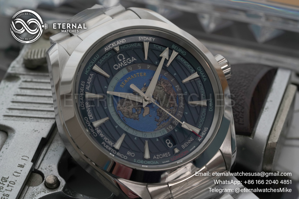 OMEGA - Seamaster Aqua Terra 150M 43mm World Timer SS/SS Blue Dial VSF A8938