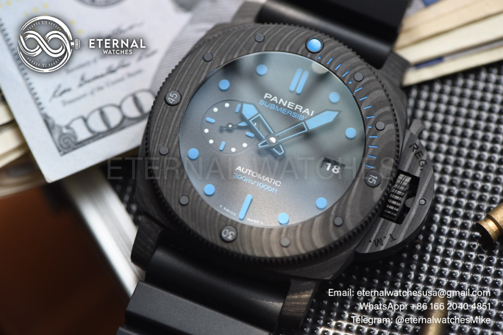 PANERAI - Submersible Pam1616 47mm Carbon/RU Black Dial VSF P9010