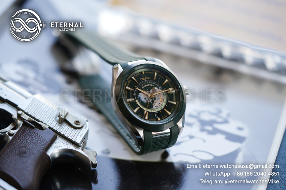OMEGA - Sea Master Aqua Terra 150M 43mm Worldtimer SS/RU Green Dial VSF A8938