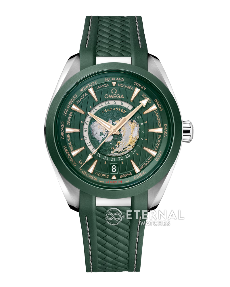 OMEGA - Sea Master Aqua Terra 150M 43mm Worldtimer SS/RU Green Dial VSF A8938