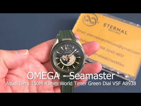 OMEGA - Sea Master Aqua Terra 150M 43mm World Timer SS/RU Green Dial VSF A8938