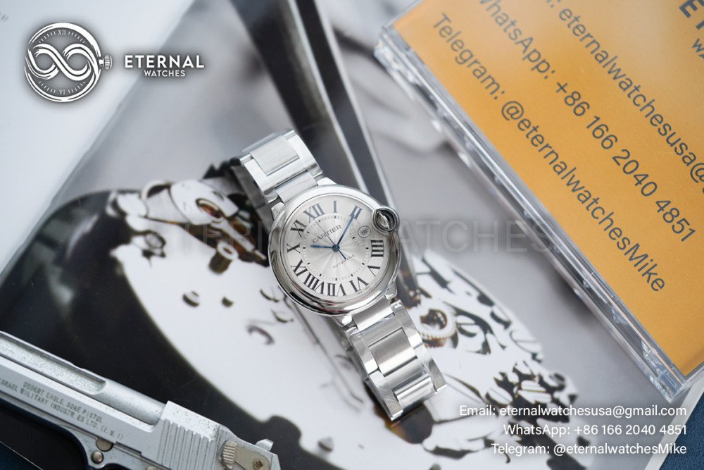 CATIER - Ballon Bleu 42mm White Textured Dial SS/SS V6F V8 A2824