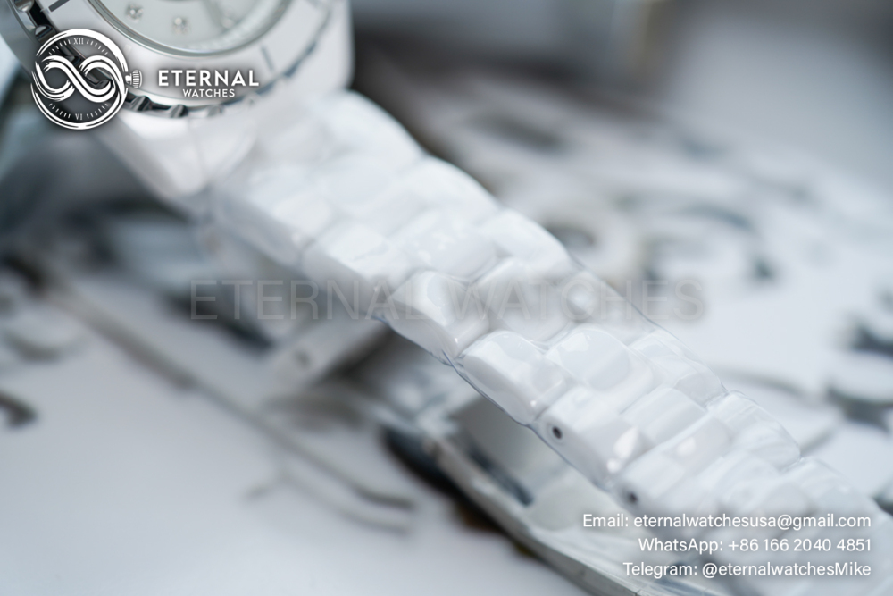 CHANEL - J12 Ladies 33mm Ceramic/Cer Mop/Diamond XF Swiss Quartz