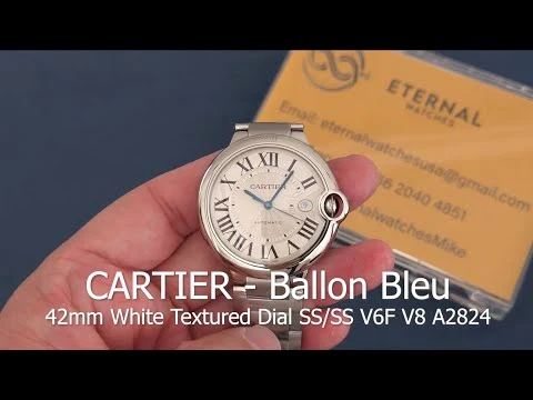 CARTIER - Ballon Bleu 42mm White Textured Dial SS/SS V6F V8 A2824