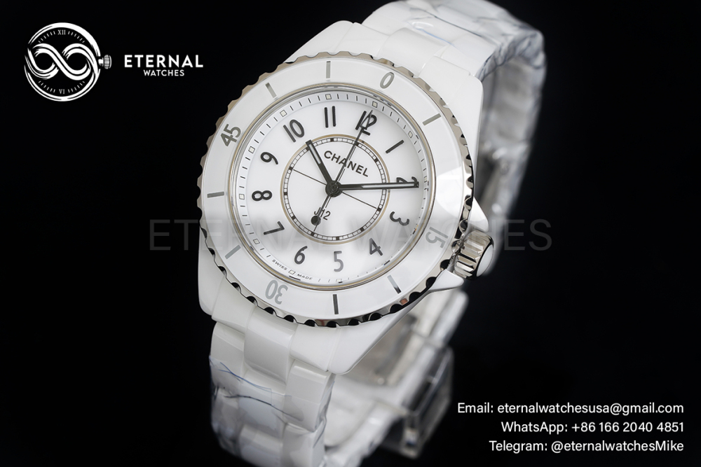 CHANEL - J12 Ladies 33mm Ceramic/Cer White/Num XF Swiss Quartz