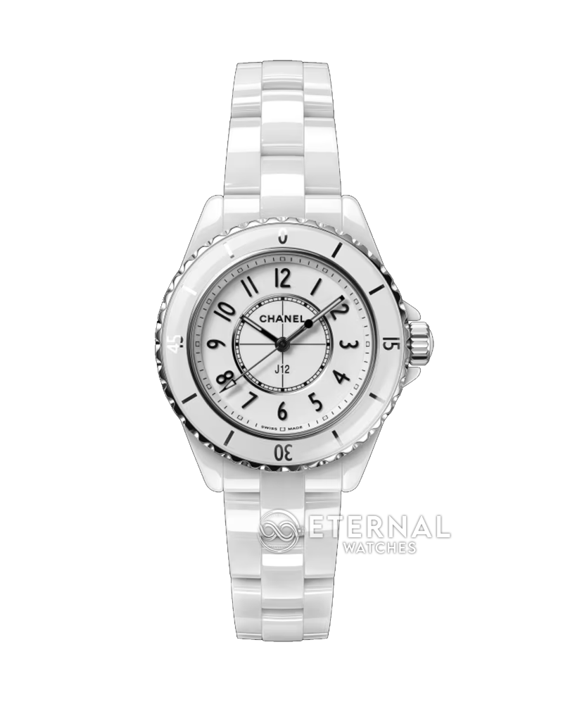 CHANEL - J12 Ladies 33mm Ceramic/Cer White/Num XF Swiss Quartz