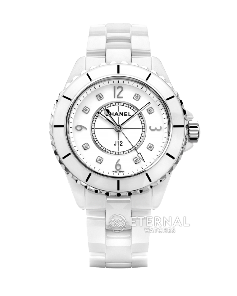 CHANEL - J12 Ladies 33mm Ceramic/Cer Mop/Diamond XF Swiss Quartz
