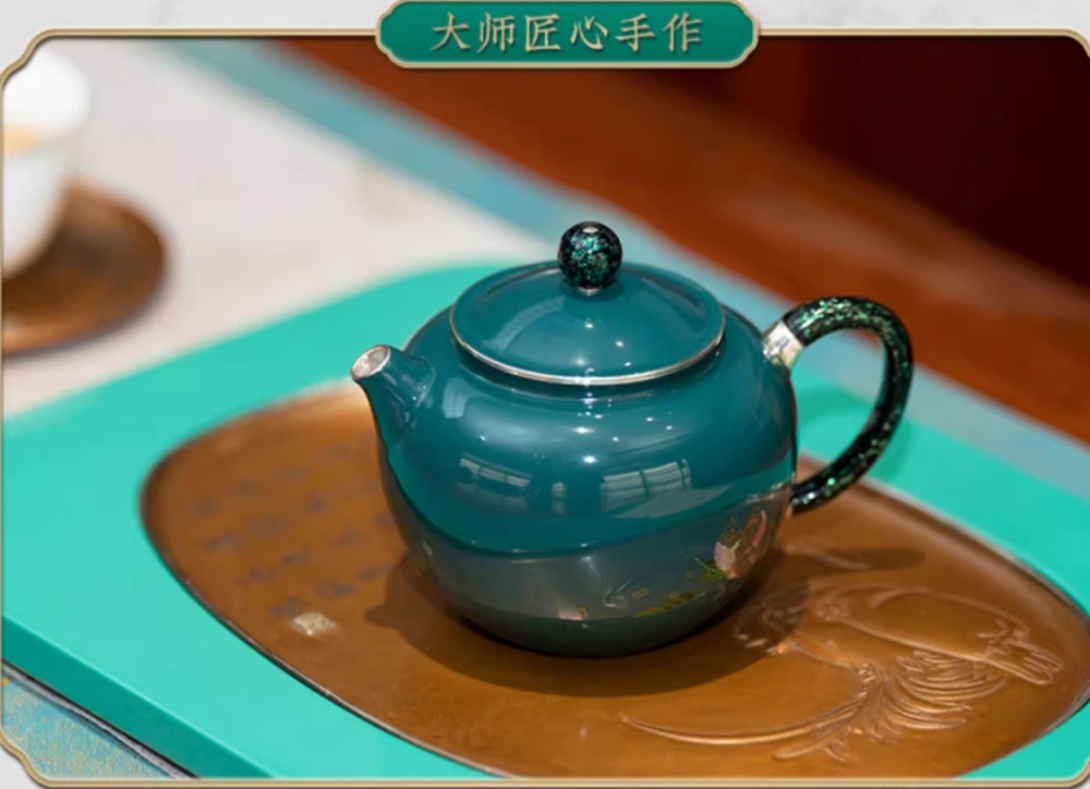 Large lacquer silver kettle, hand-painted beckoning fortune, only a small pot, 999 sterling silver teapot, handmade high-end Chinese tea set