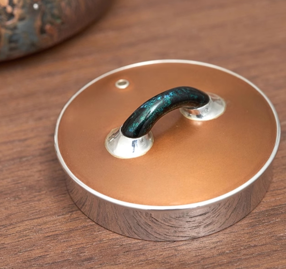 Silver kettle, copper-clad silver kettle, handmade daffodils, stone scoop teapot, 999 sterling silver tea set, high-end tea utensils