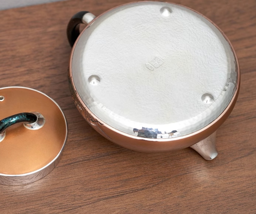 Silver kettle, copper-clad silver kettle, handmade daffodils, stone scoop teapot, 999 sterling silver tea set, high-end tea utensils