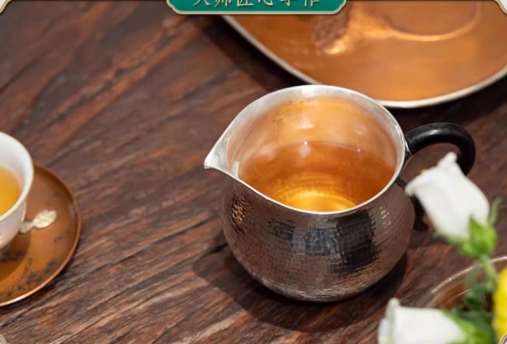 Lacquer color stone scoop pot 999 sterling silver teapot handmade Tang series high-end tea set