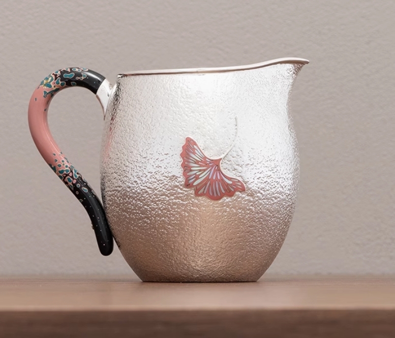 Fair Cup 999 Sterling Silver Tea Dispenser Handmade Lacquer Pingzhong Fair Uniform Teacup High-end Silver Tea Set