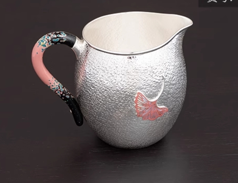 Fair Cup 999 Sterling Silver Tea Dispenser Handmade Lacquer Pingzhong Fair Uniform Teacup High-end Silver Tea Set