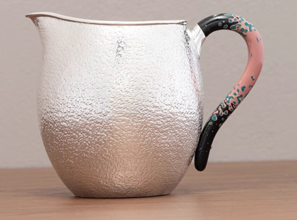 Fair Cup 999 Sterling Silver Tea Dispenser Handmade Lacquer Pingzhong Fair Uniform Teacup High-end Silver Tea Set