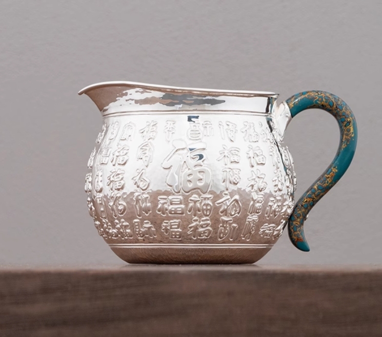 Fair Cup 999 Sterling Silver Tea Sea Tea Divider Full Silver Pure Handmade Fu Zi Gong Cup High-end Tea Set Accessories