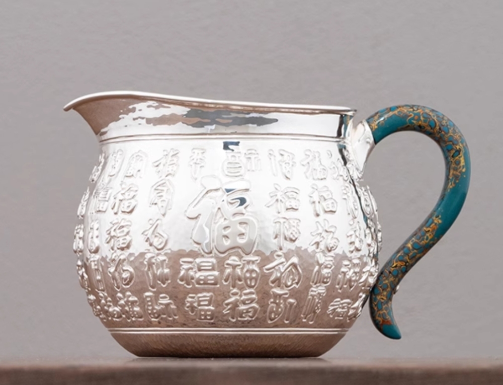 Fair Cup 999 Sterling Silver Tea Sea Tea Divider Full Silver Pure Handmade Fu Zi Gong Cup High-end Tea Set Accessories