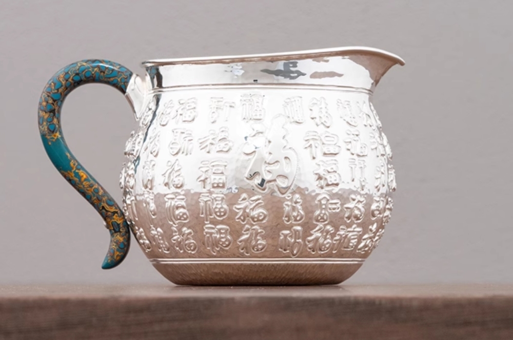 Fair Cup 999 Sterling Silver Tea Sea Tea Divider Full Silver Pure Handmade Fu Zi Gong Cup High-end Tea Set Accessories