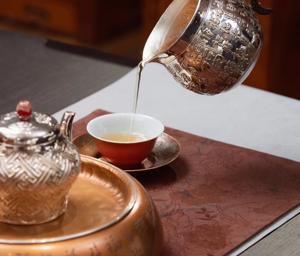 Full Silver Pure Handmade Fu Zi Gong Cup High-end Tea Set No.1108