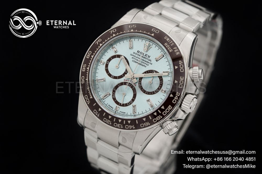 ROLEX - Super Clone Cosmograph Daytona 126506 40mm SS/SS Ice-Blue/Diamond VSF DD4131 (Weight Adjusted)