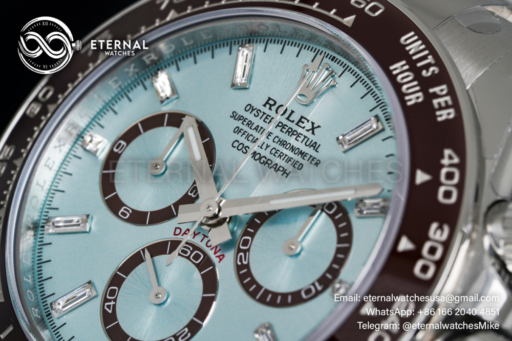 ROLEX - Super Clone Cosmograph Daytona 126506 40mm SS/SS Ice-Blue/Diamond VSF DD4131 (Weight Adjusted)