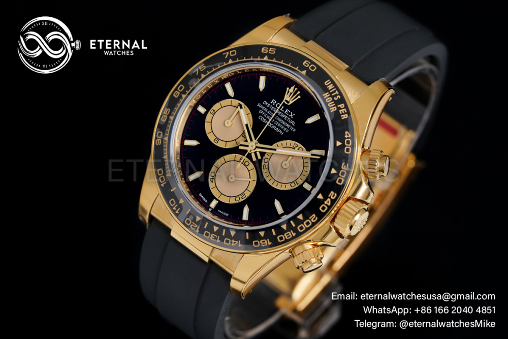 ROLEX - Super Clone Cosmograph Daytona 126518 40mm YG/RU Black/Gold VSF DD4131 (Weight Adjusted)