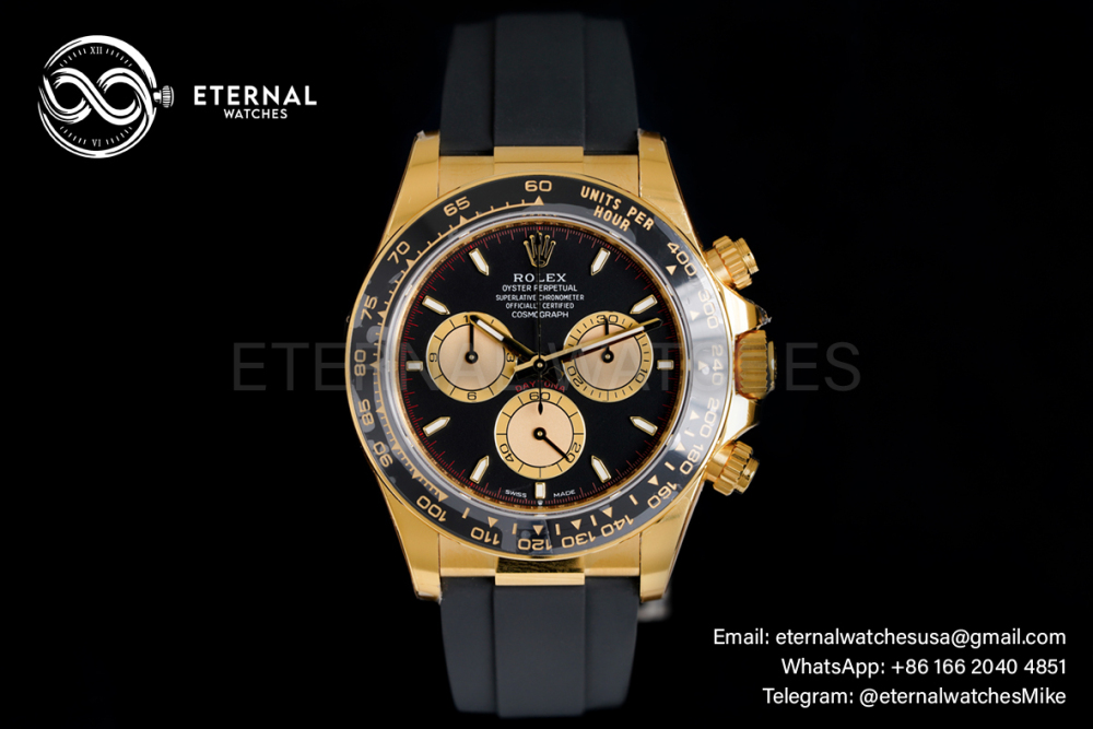 ROLEX - Super Clone Cosmograph Daytona 126518 40mm YG/RU Black/Gold VSF DD4131 (Weight Adjusted)